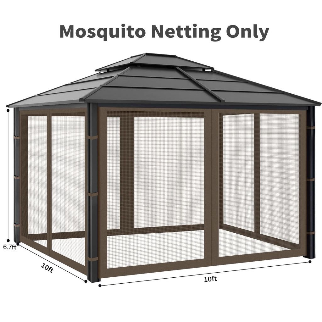 Iheqard Gazebo Replacement Mosquito Netting for Patio, 10x10 ft, Coffee