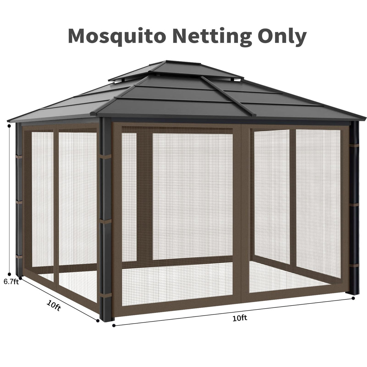 Iheqard Gazebo Replacement Mosquito Netting for Patio, 10x10 ft, Coffee