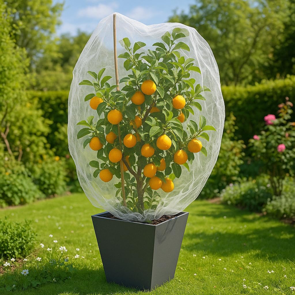 Fruit Tree Protection Bags 4x4.5 FT in 4 Pack | Multiple Size Garden Netting for Fruit & Vegetable Protection | White Plant Net Cover for Blueberry & Tomato | Bird & Insect Mesh Fabric Protector