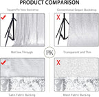 SquarePie Sequin Backdrop Not See Through Thick Stain Background for Photography Glitter Curtain Party 6FT x 8FT Silver