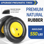(2 Pack)4.80/4.00-8 Wheelbarrow Tire and Wheel, 16" Rubber Pneumatic Wheel, 3" -6" Centered Hub, 5/8" & 3/4" Bearings, for Hand Truck, Trolley, Garden Cart, Wagons【Explorer Series】