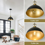 12 Inch Black Farmhouse Pendant Lights for Kitchen Island Industrial Haning Lamp Adjustable Height Vintage Dome Hanging Light Fixtures for Barn, Dining Room