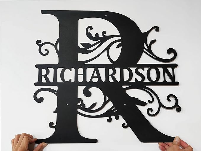 Personalized Metal Name Signs, Split Letter Monogram Wall Decor, Custom Last Name Sign, Family Name Sign for Outdoor, Personalized Wedding Gift, Garden Decor, Metal Wall Art, Housewarming Gift (MonogramDesign_10)