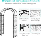 48.8" W x 83.8" H Garden Arch, Black Sturdy Metal Iron Arbor, Courtyard Cast Trellis for Various Climbing Plant, Outdoor European-Style Archway Wedding Ceremony Party