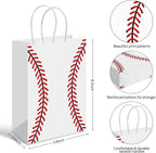 Generic 16 PCS Baseball Party Gift Bags, Baseball Pattern Gift Bag, 5.9 x 3.2 x 8.3 inches, Red, Smooth Finish, Polypropylene, 16 Count, Birthday Party Supplies for Kid Adult