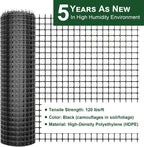 Heavy Duty Plastic Fence Roll 20" x 50' - 0.8x0.8 Inch Chicken Wire Mesh, Reusable Fencing for Garden, Rabbit/Poultry Protection, Balcony & Plant Defense (Black)