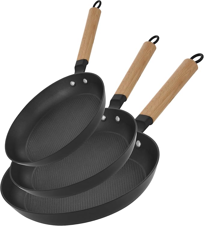 YUTANN Nonstick Frying Pan Set, 8" 10" 12" Ceramic Frying Pans, Pre-seasoned Cast Iron Pan Cookware Set with Removable Handle, Dishwasher Safe, Free of PFAS & PFOA, Compatible with All Stovetops