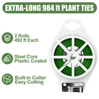 Ahrltim 984FT Total (2 Rolls, 492FT Each) Garden Twist Ties with Cutter, Plant Ties for Tomatoes & Vines, Reusable Garden Ties for Gardening, Cable Management & Home Organization