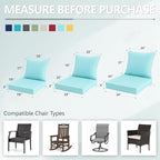 22x22 Inch Patio Chair Cushions Set of 4, Outdoor Furniture Cushions - Removable Cover, Water-Repellent, Fade-Resistant, Non-Slip Bottom & Straps, Replacement for Lawn, Porch & Deck Chair - Light Blue
