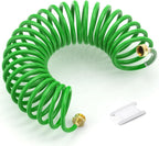 GASHER 25FT PU Recoil Garden Water Hose with 3/4"Inch Brass Fittings Retractable, Swivel Female for Boating, Pool & Spa, RV, Home and Garden（Green)