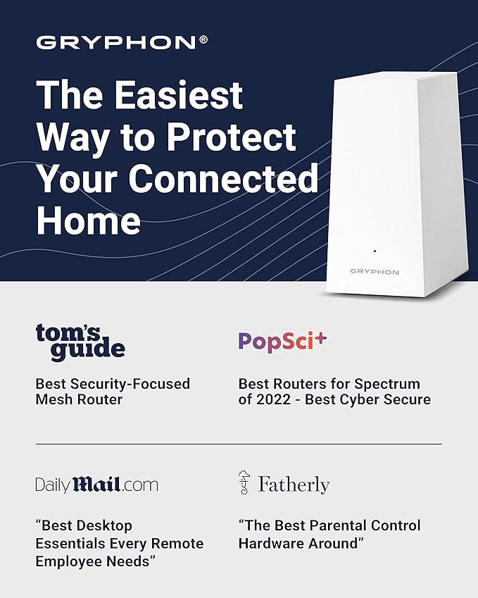 Gryphon AX – Ultra-Fast Mesh WiFi 6 Parental Control Router 2-Pack – Advanced Content Filters and Next-Gen Firewall - 4.3 Gbps Across 3,000 sq. ft. per Router for Multi-Device Households