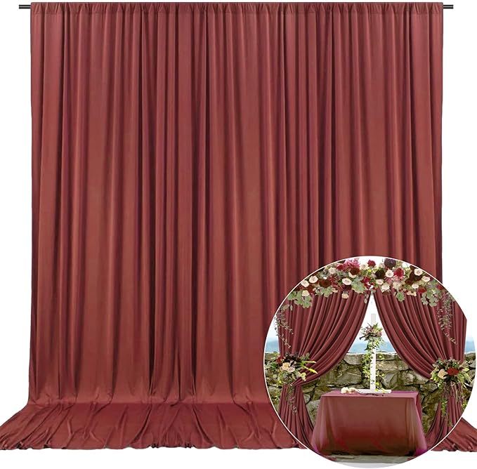 10 x 7 Feet Rust Backdrop Curtain for Partie, Background Curtains for Photoshoot, Birthday, Wedding, Halloween, Thanksgiving, Christmas Day, New Year Party Decorations 5Ft x 7Ft, 2 Panels