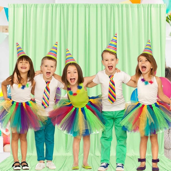 2 Panels Light Green Backdrop Curtain, 10 x 7 Feet Background Curtains for Parties, Weddings, Baby Showers, Bachelorette Halloween, Christmas Birthday Party Photoshoot Backdrop Curtains Decorations