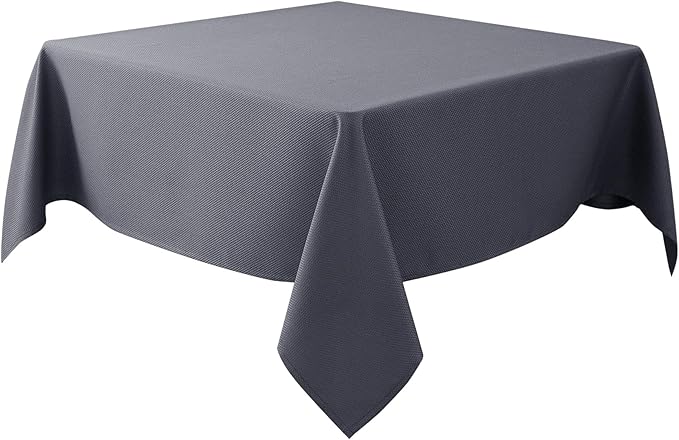 Biscaynebay Textured Fabric Square Tablecloth 54x54 Inch, Dark Grey Water Resistant Spill Proof Table Cloth Small Card Folding Table Covers for Dining, Kitchen, Wedding and Parties, Machine Washable