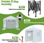 WORKPRO Greenhouse, 94" x70" x98" Instant Pop-up Heavy Duty Gardening Green House Canopy with Robust PE Cover, Indoor Outdoor Plant House Shed with Roll-up Entry Doors and 2 Screen Windows