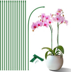 Invisible Plant Support Stakes Bendable 17.7 Inch SupKing 15Pcs Small Plant Sticks Orchid Stakes Green Stem Metal Support Pole Rods for Garden Indoor Outdoor Potted Plants Peony Rose,Comes 20Pcs Ties