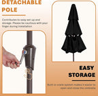 JEAREY 9FT 3 Tier Patio Umbrella Outdoor Market Umbrella Table Umbrellas with 8 Ribs 1.5 Pole Push Button Tilt and Crank UV Protection for Garden,Black
