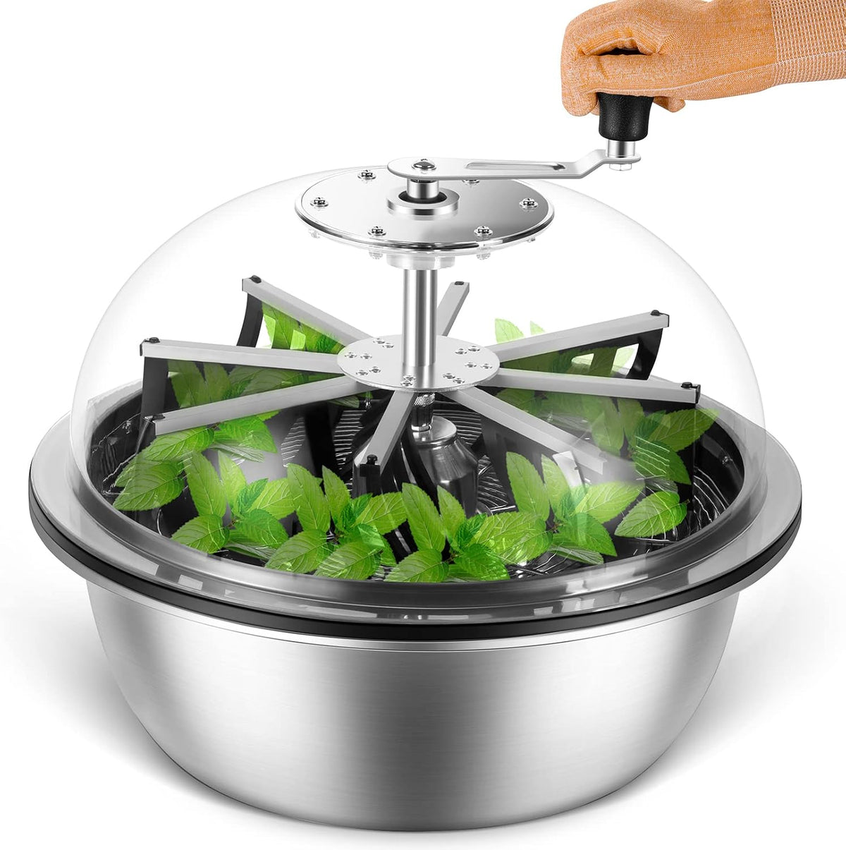 MELONFARM 19 in Bud Leaf Bowl Trimmer, Bud Bowl Trimmer with Switchable Stainless Steel Blades & Clear Visibility Dome, Hand Twist Spin Cutting Bud Trimmer for Buds, Flowers, Hydroponics Plants