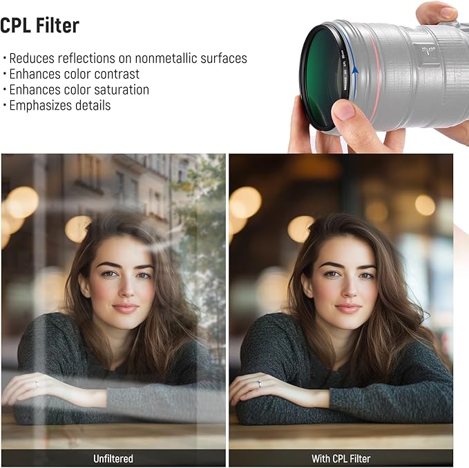 NEEWER 95mm UV CPL ND Lens Filter Kit with Hard Shell Storage Case, Multicoated Optical Glass & Aluminum Alloy Frame, UV + Circular Polarizing (CPL) + Neutral Density (ND4) Filter for 95mm Camera Lens