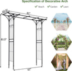 Safstar Metal Arch, 81-Inch Outdoor Garden Arbor for Various Climbing Plant Flower, Wedding Arch Backdrop Arch Stand for Wedding Garden Bridal Party Ceremony Decoration, Easy-to-Assemble, Black