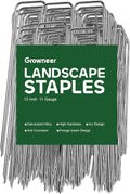 GROWNEER 100 Packs 12 Inches Landscape Staples Heavy Duty 11 Gauge Galvanized Steel Garden Stakes Staples Securing Pegs for Securing Weed Fabric Landscape Fabric Netting Ground Sheets and Fleece