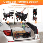 Collapsible Canopy Wagon,Large Capacity Trolley, Foldable Portable cart with Canopy, Adjustable Push/Pull Handle, Shock-Absorbing Wheels, Suitable for Shopping,Traveling-B