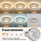 Crystal Gold Flush Mount Ceiling Light Fixture,Dimmable LED 5CCT 3000K-6000K Chandelier,11 Inch Modern Small 24W Round Lighting Fixtures for Kitchen Hallway Foyer Laundry Room