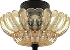 Semi Flush Mount Ceiling Light,Modern Brown Ceiling Light Fixture with Clear Glass for Living Room Hallway Close to Ceiling Light Fixture,Kitchen Lighting Fixtures Ceiling,Bulbs Not Included