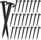 Vicenpal 24 Pcs 7 Inch Plastic Yard Stakes Inflatables Heavy Duty Plastic Garden Stakes for Tent Ground Replacement Outdoor Fence Lawn Pegs Landscape Staples Halloween Christmas Decorations (Black)