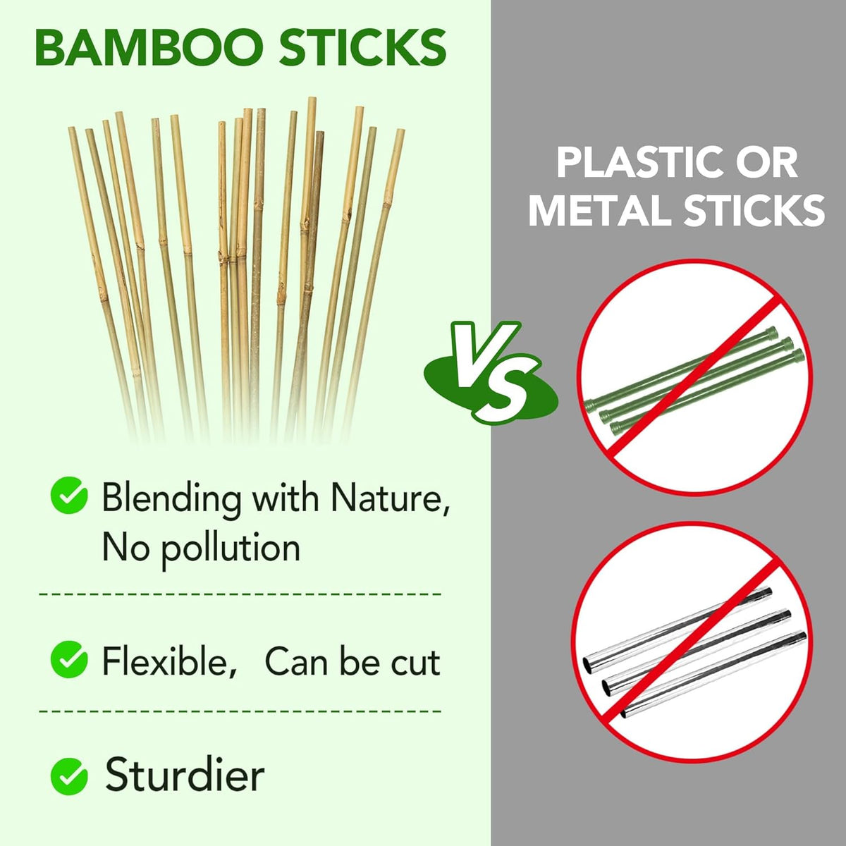 60 Pcs Bamboo Stakes, 6 Feet Natural Bamboo Garden Stakes for Plant, Garden Bamboo Plant Sticks for Plants Support, Tomato, Beans, Vegetable, Trees and Climbing Plants