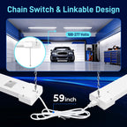 hykolity 1 Pack 4FT Linkable LED Shop Light for Garage, 6500lm, 4FT 60W Utility Light Fixture, 5000K Daylight LED Workbench Light with Plug, Hanging or Surface Mount, White - ETL