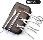 Small Size TianBonsai Bonsai Tools 5-Piece Alloy Steel Bonsai tool Kit In Cluding 180mm Long Handle Scissors / 180mm Branch Cutter / 180mm Knob Cutter / 200mm Straight Root Hook/Tweezers (NBKS5-01)