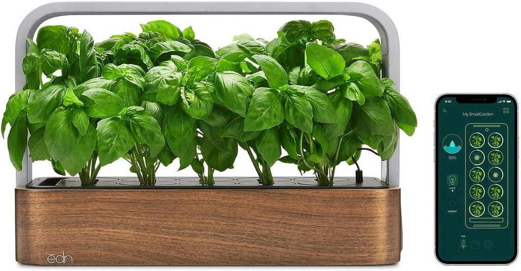 EDN SmallGarden with Basil SeedPods, Indoor Grow Smart Garden for iOS Devices - Fresh Home Grown Herbs, Plants and Flowers - Grow up to 10 Different Plants at Once