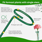 HiGift 17 inch Plant Support Stakes, 4mm Thick Garden Single Stem Flower Support Stake Amaryllis Plant Cage Support Rings with 10 pcs Plant Clips for Tomato Orchid Lily Peony Rose Flower Stem-5 Pack