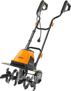 LawnMaster TE1318W1 Corded Electric Tiller 13.5-Amp 18-Inch Orange