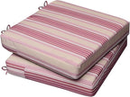 AAAAAcessories Outdoor Seat Cushions for Chairs, Waterproof, Fade-Resistant, 24" x 24" x 4", Patio Furniture Replacement Cushions, Set of 2, Dusty Rose Garden Stripe