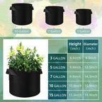 200 Pack 7 Gallons Grow Bags, Non-Woven Fabric Pots Plant Bags, Plant Grow Bags with Handles, Garden Plant Bags for Potatoes, Carrots, Tomatoes and Other Vegetable,Fruits