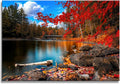 DZL Art S72681 Canvas Wall Art Canvas Artwork Lake Mountain Red Maple Leaf National Park Nature Pictures for Living Room Bedroom Office Wall Decor Home Decoration