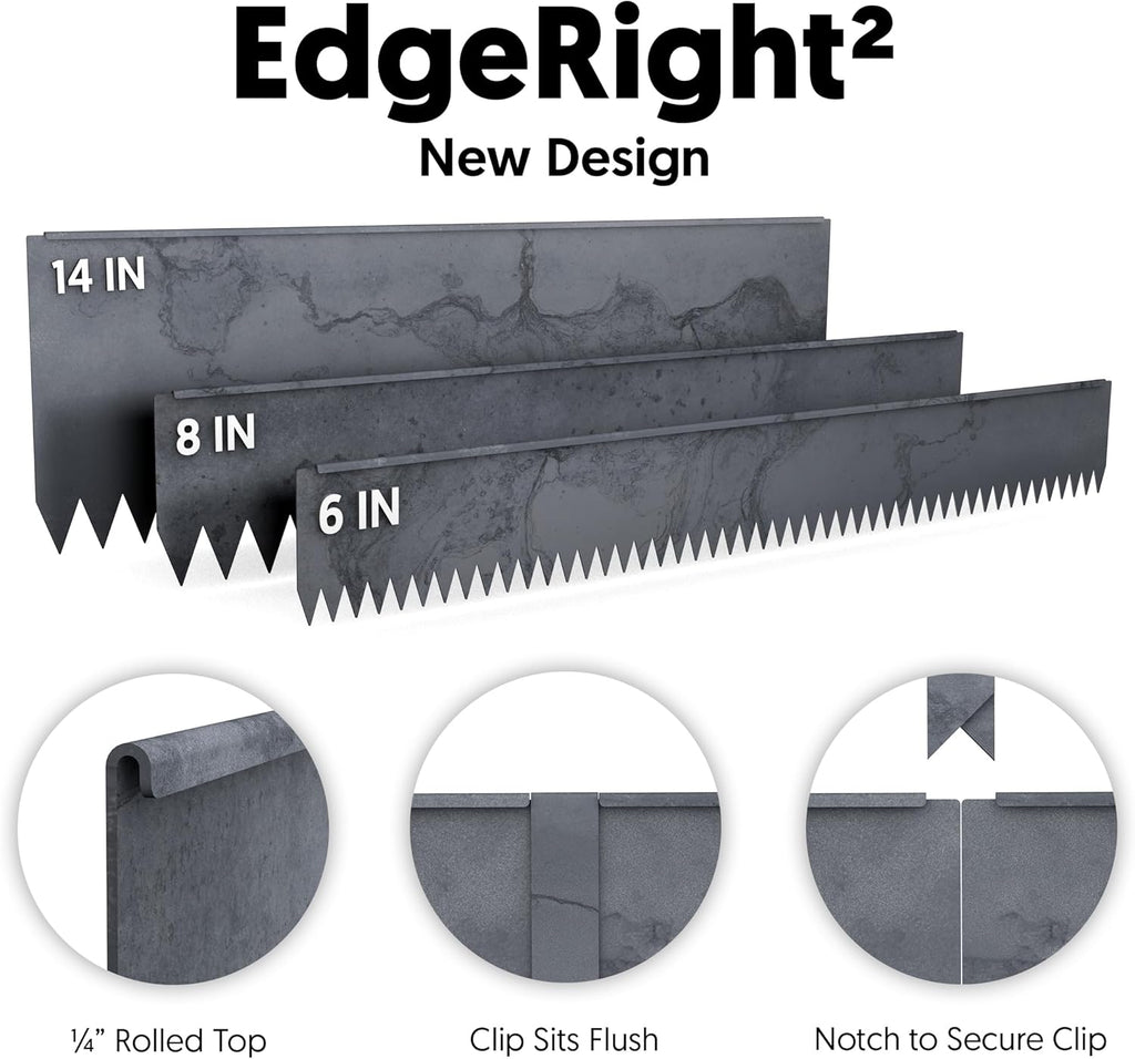 Edge Right - Hammer-in Landscape Edging - 48-inch Strips - 14-inch Depth 1/4-inch Rounded top COR-Ten Steel (5 Pack)