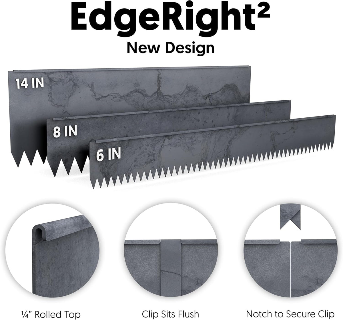 Edge Right - Hammer-in Landscape Edging - 48-inch Strips - 6-inch Depth 1/4-inch Rounded top COR-Ten Steel (5 Pack)