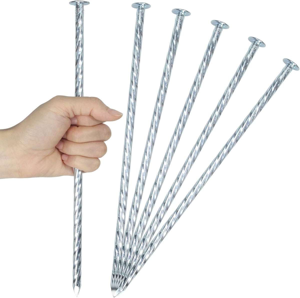 10 Inch Landscape Stakes Galvanized Metal Landscape Edging Anchoring Spikes Stakes, Camping Stakes Tent Pegs for Artificial Turf, Paver Edging, Weed Barrier, House Construction, Carpentry (15)