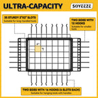 SOYEEZE Garden Tool Organizer with Lockable Wheels, Heavy Duty 3-Tier Yard Tower Tool Rack for Garage, Holds Up to 35 Long-Handled Tools, Garden Tool Cart with 12 Hooks for Tool Organization Storage