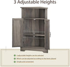 Smuxee Bathroom Corner Storage Cabinet, Farmhouse Floor Corner Cabinet with Barn Door and Adjustable Shelf, Wash Grey Narrow Cabinet Organizer for Bathroom, Living Room, Kitchen
