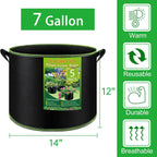 NACHLYNN 5-Pack 7 Gallon Grow Bags Thickened Nonwoven Fabric Pots with Handles Heavy Duty Aeration Fabric Pots Plant or Fruits Flowers Plant for Gardening