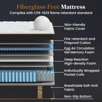 Queen Mattress 14 Inch, Cooling Hybrid Bed in a Box, Individual Pocket Springs, Motion Isolation, Targeted Hip/Shoulder/Lumbar Support, Fiberglass-Free, Ergonomic Zones, 365-Night Trial, CertiPUR-US