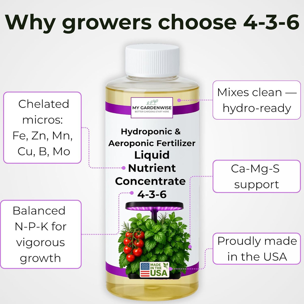 Liquid Plant Food – Hydroponics Nutrients for Indoor House Plants, Tomato, Strawberry, Lucky Bamboo, Lettuce, Vegetable Garden & Herbs – Aero Nutrients Liquid Fertilizer for All Growing Systems (8 oz)