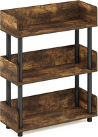 Furinno Turn-N-Tube 3-Tier Freestanding Multipurposes Display Rack, Bookshelf, Amber Pine/Black