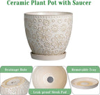 Ceramic Planter 8 Inch Plant Pot with Drainage Hole and Saucer Ceramic Pots for Indoor Plants Outdoor Large Flower Pot for Home Decor White