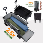 TIMBER RIDGE 49" Extra Long Collapsible Folding Wagon with Tailgate and Brakes, 250L Capacity All-Terrain Wagon Carts Foldable, 300lbs Portable Cart for Dog, Garden, Outdoor Camping Sports, Grey