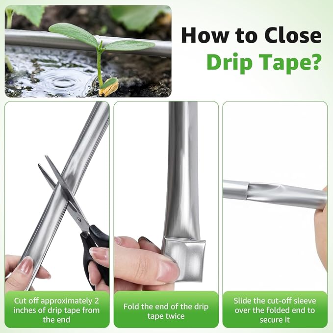 2000FT 5/8" Drip Tape Irrigation, 16 Mil Heavy Duty with 6" Emitter Spacing, Silver Reflective Drip Tape Resistant to Pecking & Biting, Heat-Safe for Seedlings, Ideal for Garden Farm Greenhouse Patio